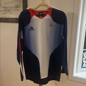 Adidas Navy and White Long Sleeve Jersey